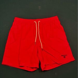 Men’s Red Barbour Swim Trunks